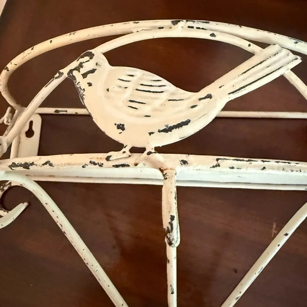 Cream Boho Bird half circle Metal Shelf Decorative Wall Shelf